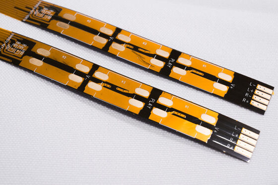 comprar Fabricación de LED llave en mano: Diseño de PCB flexible, panel de luz ambiental de automóviles de relleno de pared 2835 RGB placa de circuito FPC de doble capa, película amarilla de doble cara, texto blanco, placa amarilla superficial cubierta de oro online manufacture